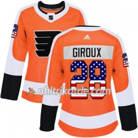 Philadelphia Flyers Trikot Claude Giroux 28 Adidas 2017-2018 Orange USA Flag Fashion Authentic - Dame